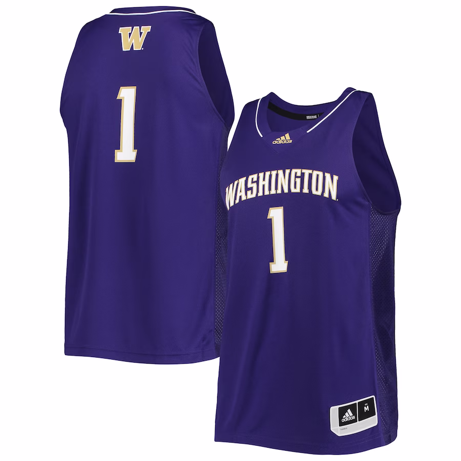 #1 Washington Huskies adidas Team Swingman Basketball Jersey - Purple - Puhuasuan
