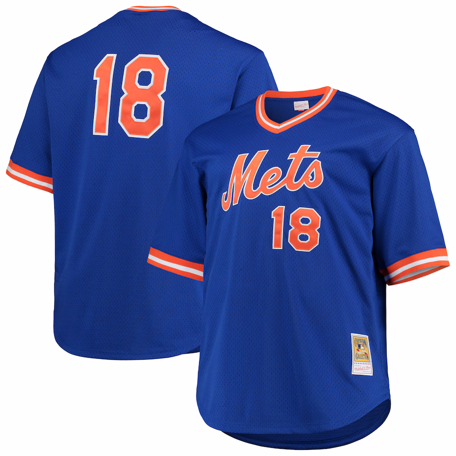 Men's New York Mets Darryl Strawberry Mitchell & Ness Royal Big & Tall Cooperstown Collection Mesh Batting Practice Jersey - Puhuasuan