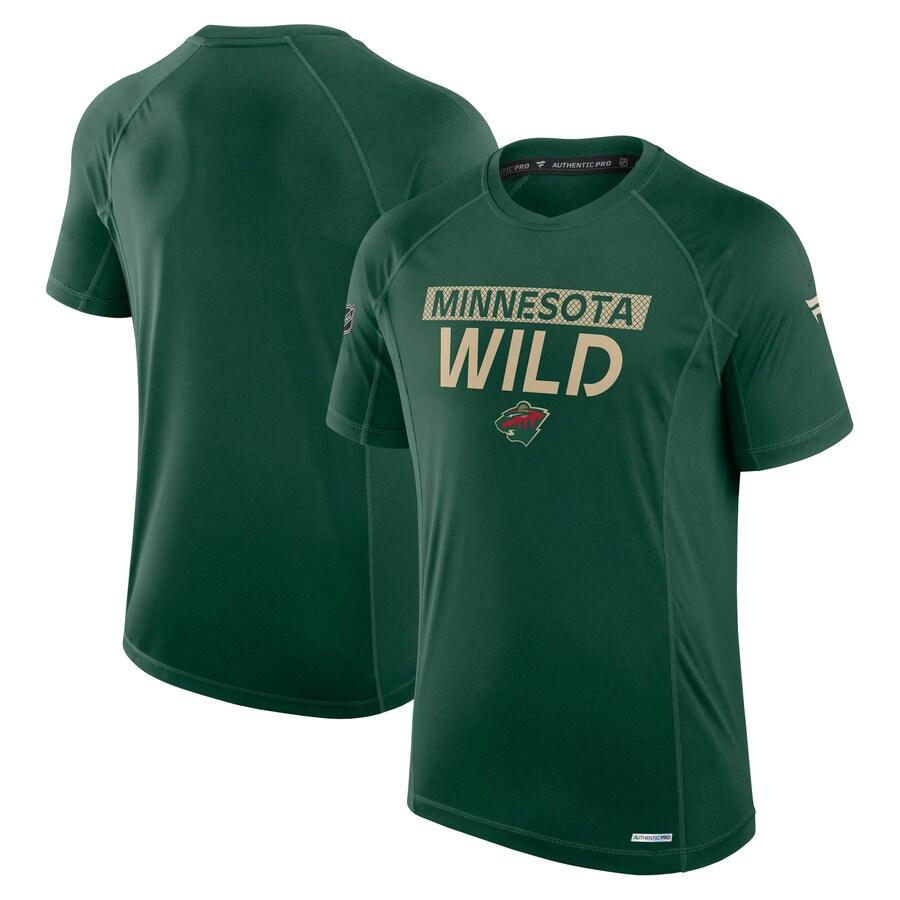 Men's Minnesota Wild Fanatics Green Authentic Pro Rink Tech T-Shirt - Puhuasuan