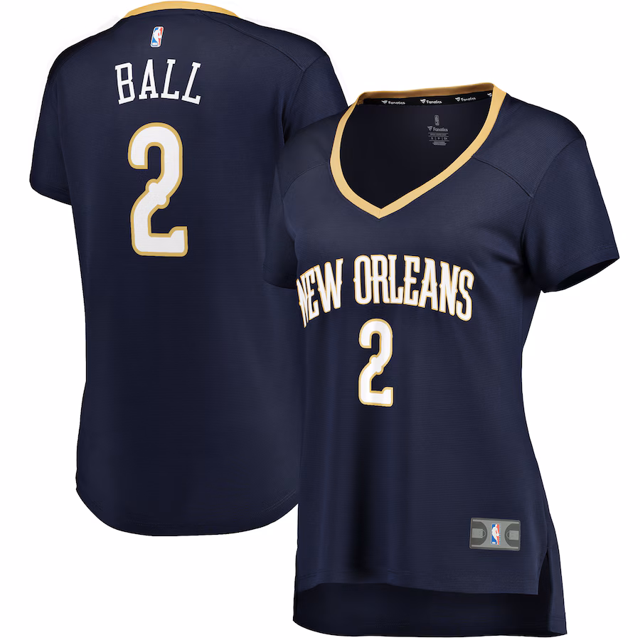 Women's New Orleans Pelicans Lonzo Ball Fanatics Navy Fast Break Replica Jersey - Icon Edition - Puhuasuan
