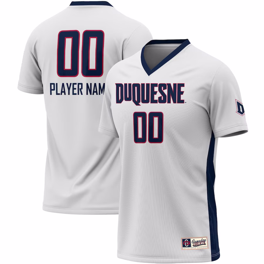 Duquesne Dukes GameDay Greats Unisex NIL Pick-A-Player Lightweight Soccer Jersey �?White - Puhuasuan