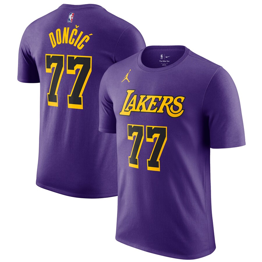 Men's Los Angeles Lakers Luka Don?i? Jordan Brand Purple Statement Edition Name & Number T-Shirt - Puhuasuan