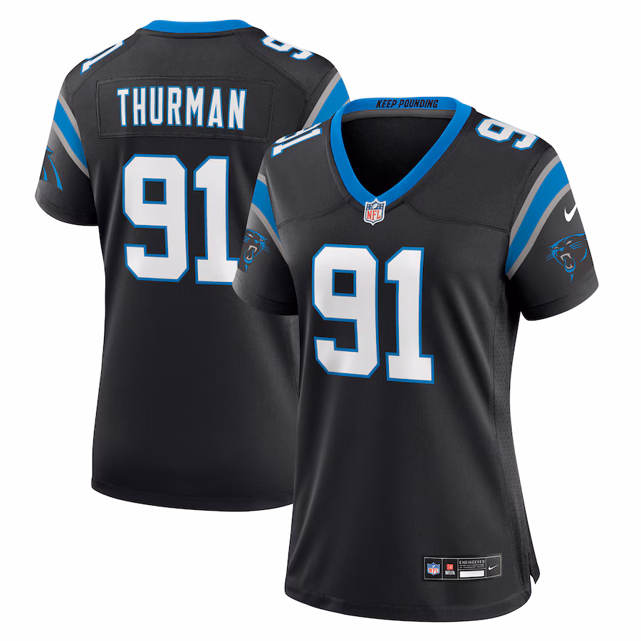 Women's Carolina Panthers Nick Thurman Nike  Black Team Game Jersey - Puhuasuan