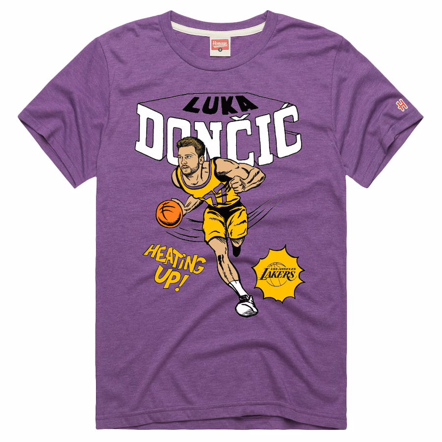 Men's Los Angeles Lakers Luka Don?i? Homage Purple Comic Book Tri-Blend T-Shirt - Puhuasuan