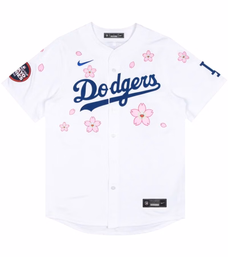 Nike x Takashi Murakami x MLB World Tour Tokyo Series 2025 Dodgers Tokyo Home Custom Jersey - Puhuasuan