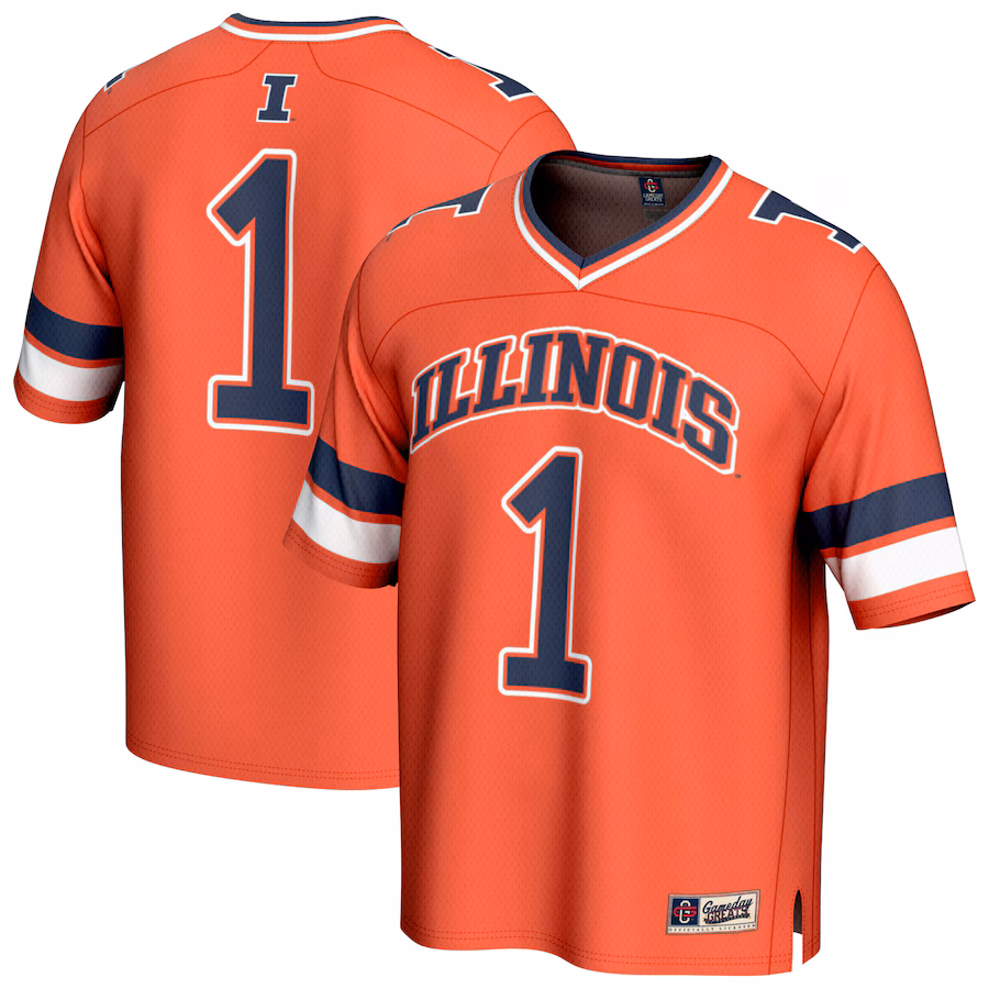 Youth GameDay Greats #1 Orange Illinois Fighting Illini Collegiate Football Fashion Jersey - Puhuasuan