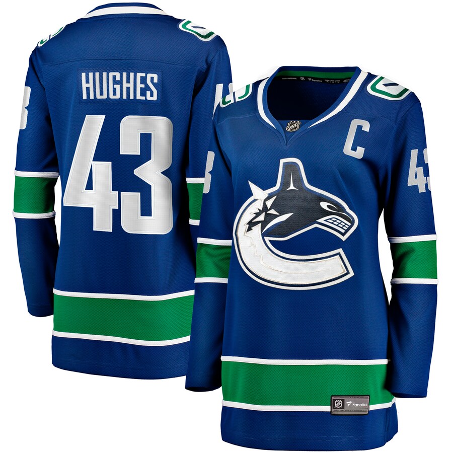 Women's Vancouver Canucks Quinn Hughes Fanatics Branded Blue Home Breakaway Player Jersey - Puhuasuan