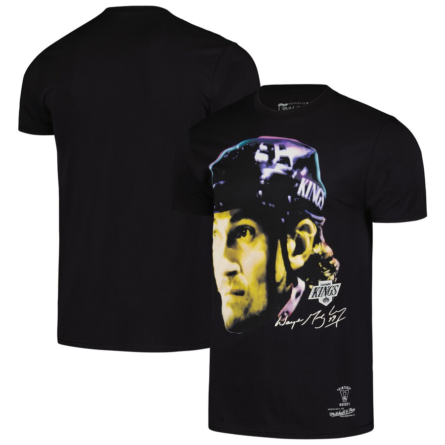 Men's Los Angeles Kings Wayne Gretzky Mitchell & Ness Black Big Face T-Shirt - Puhuasuan