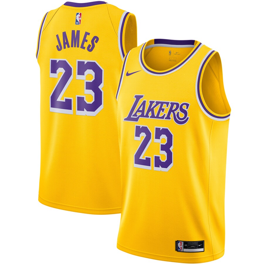 Men's Los Angeles Lakers LeBron James Nike Gold 2020/21 Swingman Jersey - Icon Edition - Puhuasuan