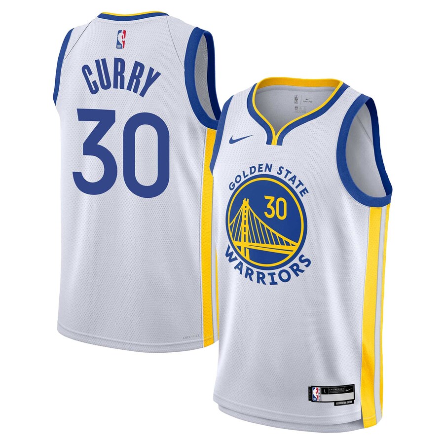 Youth Golden State Warriors Stephen Curry Nike White Swingman Jersey - Association Edition - Puhuasuan