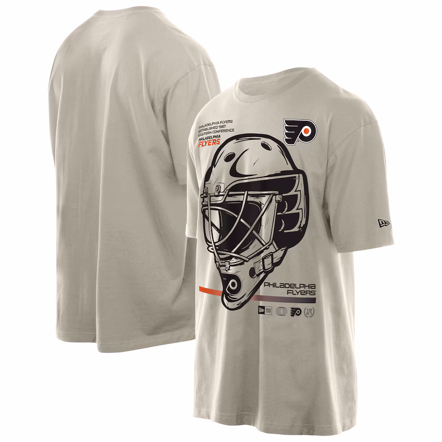 Men's Philadelphia Flyers New Era Tan Goalie Mask T-Shirt - Puhuasuan