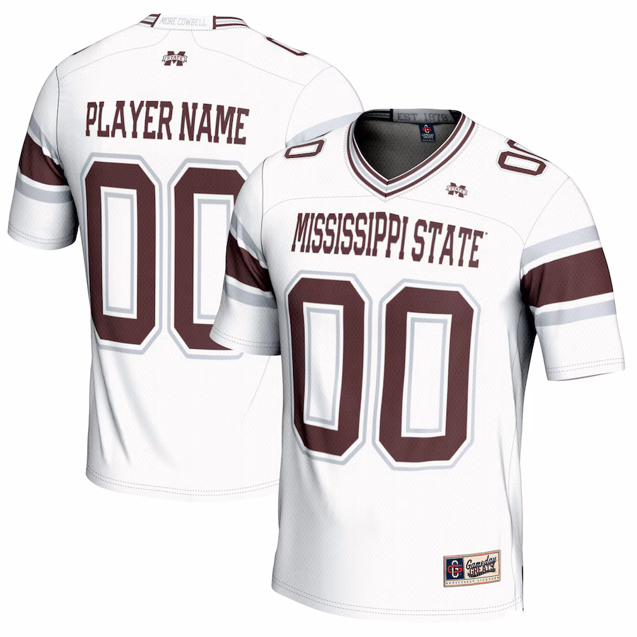 Mississippi State Bulldogs GameDay Greats NIL Pick-A-Player Football Jersey - White - Puhuasuan