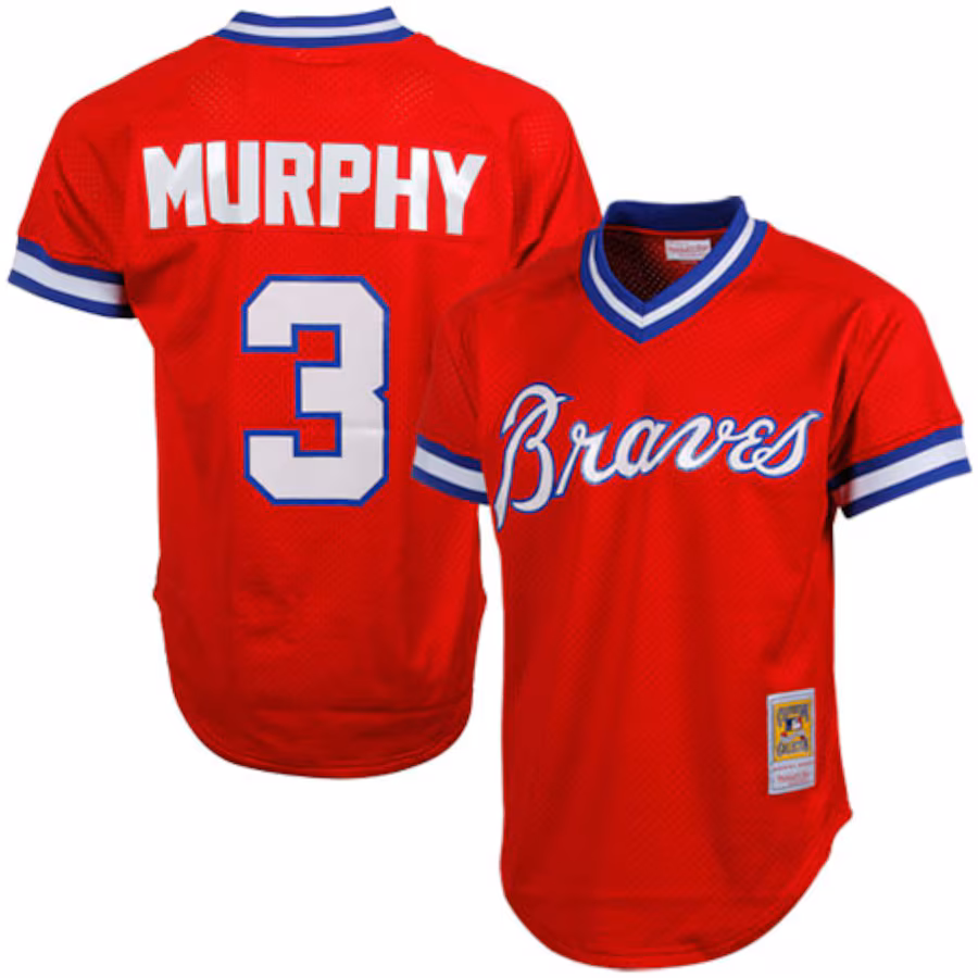 Men's Atlanta Braves Dale Murphy Mitchell & Ness Red 1980 Authentic Cooperstown Collection Mesh Batting Practice Jersey - Puhuasuan