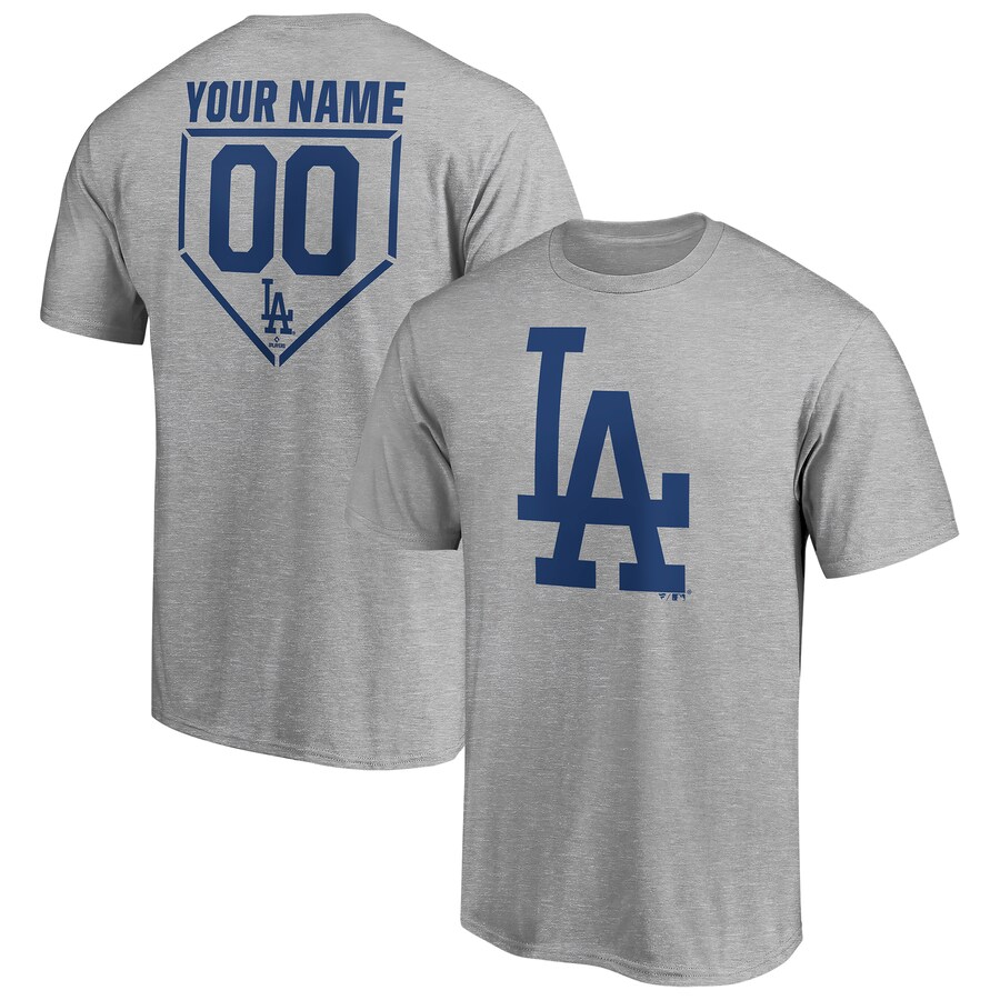 Men's Los Angeles Dodgers Heathered Gray Personalized RBI Logo T-Shirt - Puhuasuan