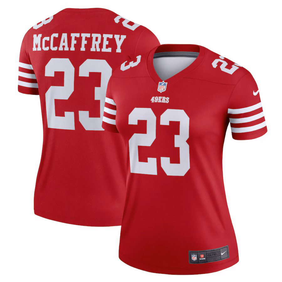 Women's San Francisco 49ers Christian McCaffrey Nike Scarlet Legend Player Performance Top - Puhuasuan
