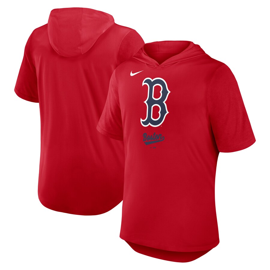 Men's Boston Red Sox Nike Red Tri-Blend Hoodie T-Shirt - Puhuasuan