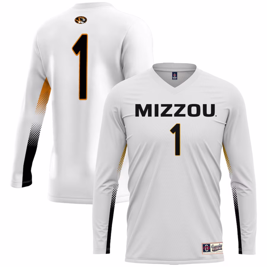 #1 Missouri Tigers GameDay Greats Unisex Lightweight Volleyball Jersey �?White - Puhuasuan