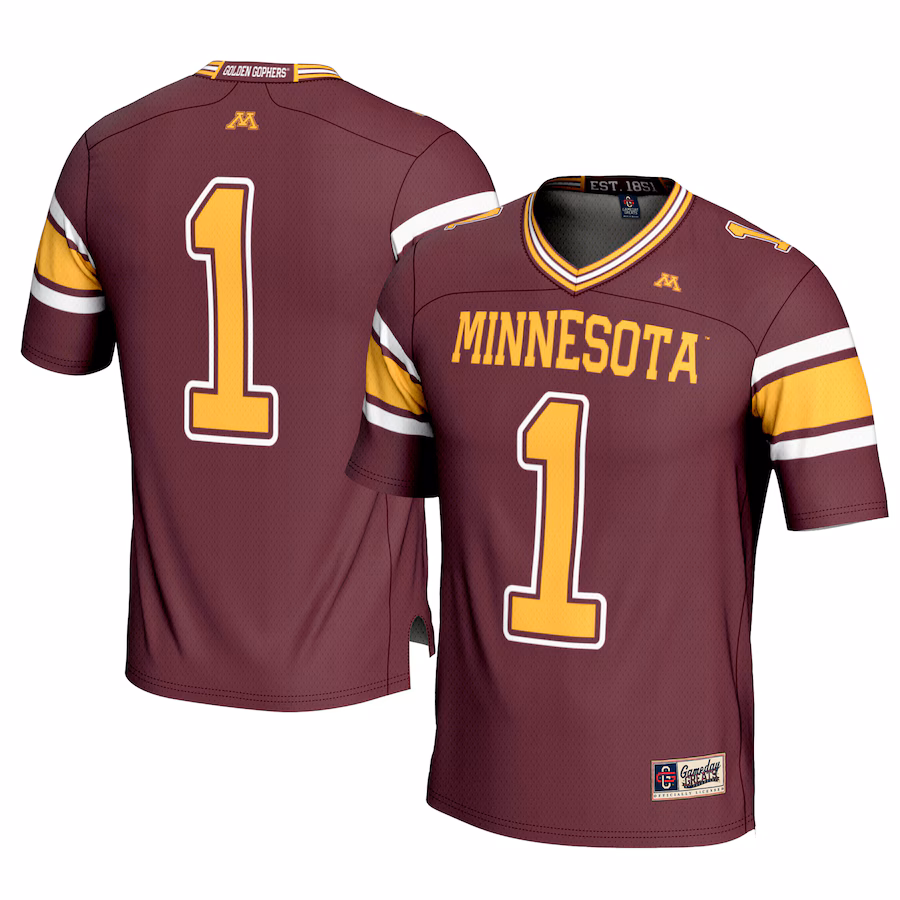 Men's GameDay Greats #1 Maroon Minnesota Golden Gophers Football Jersey - Puhuasuan