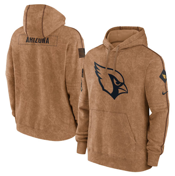 Men's Arizona Cardinals 2023 Brown Salute to Service Pullover Hoodie - Puhuasuan