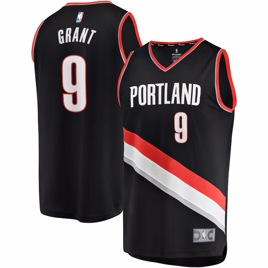 Men's Portland Trail Blazers Jerami Grant Fanatics Black Fast Break Replica Jersey - Icon Edition - Puhuasuan