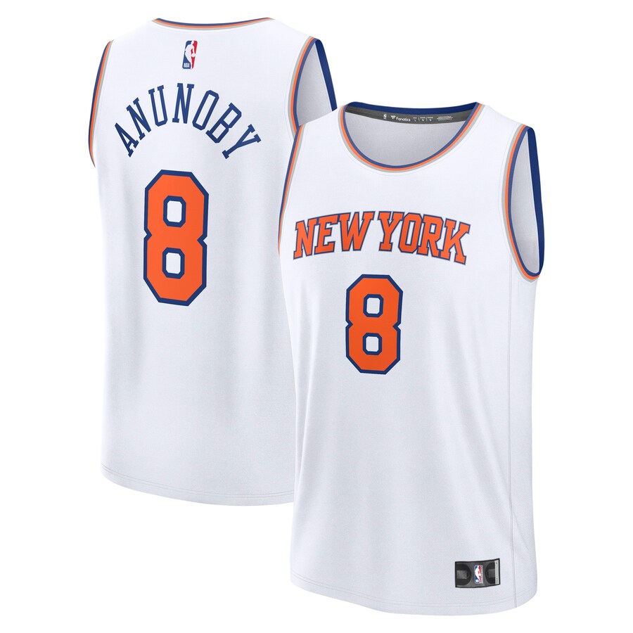 Men's New York Knicks OG Anunoby Fanatics White Fast Break Replica Player Jersey - Association Edition - Puhuasuan