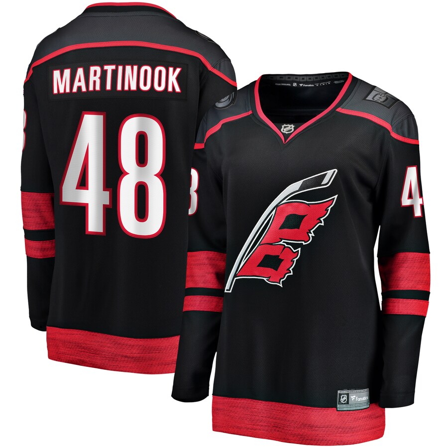 Women's Carolina Hurricanes Jordan Martinook Fanatics Black Home Breakaway Player Jersey - Puhuasuan