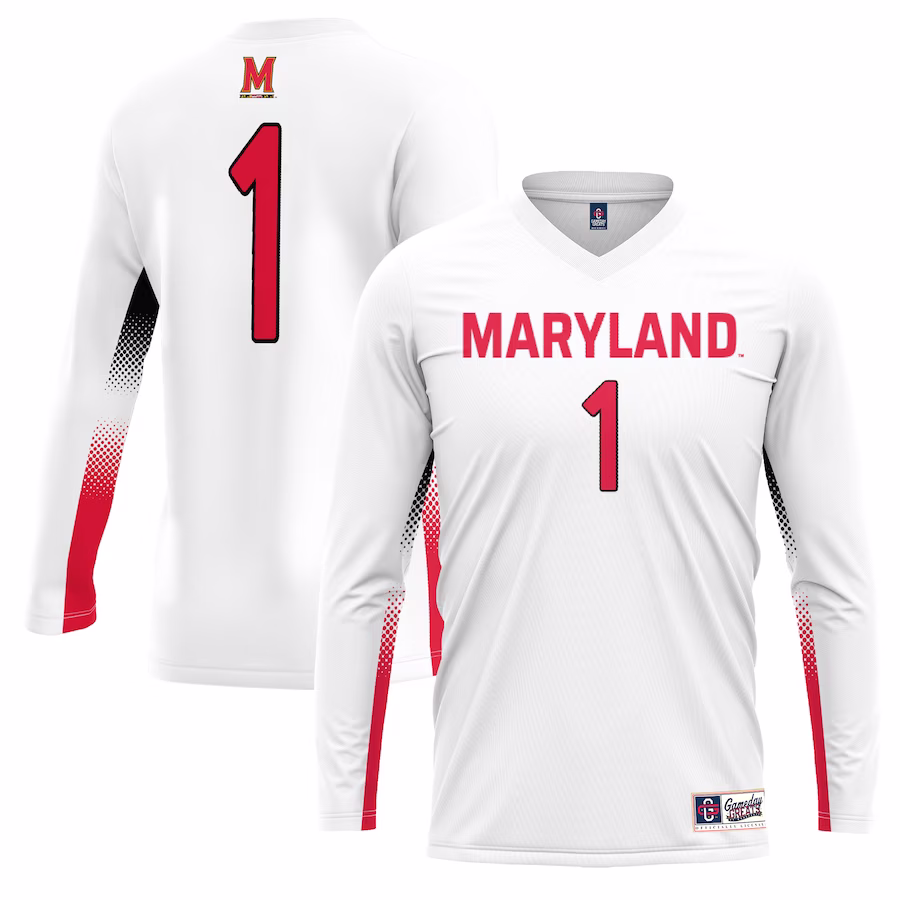 #1 Maryland Terrapins GameDay Greats Unisex Lightweight Volleyball Jersey - White - Puhuasuan