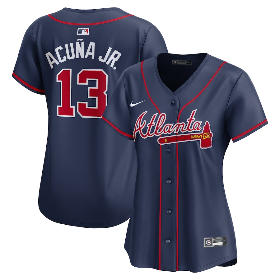 Women's Atlanta Braves Ronald Acuña Jr. Nike Navy Alternate Limited Player Jersey - Puhuasuan