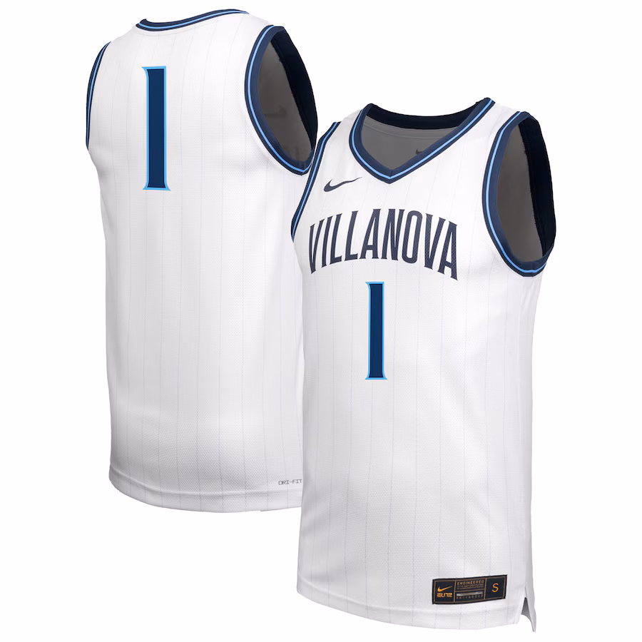 Men's Nike  White Villanova Wildcats #1 Retro Replica Basketball Jersey - Puhuasuan