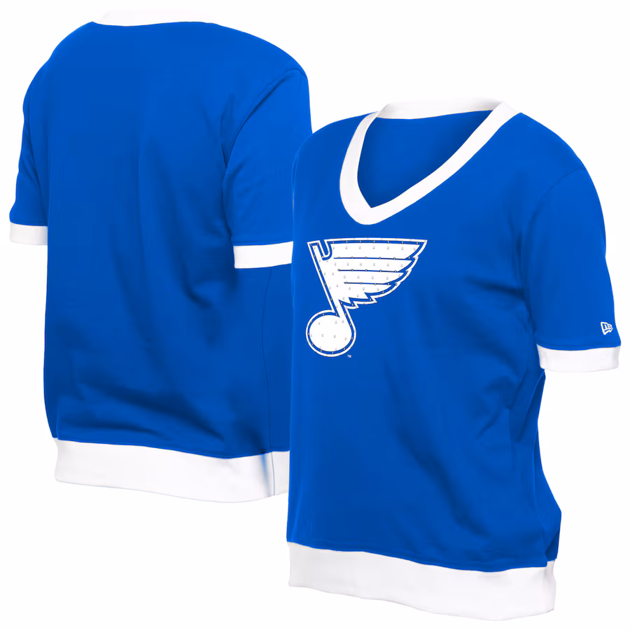 Women's St. Louis Blues New Era Blue Game Day Rhinestuds T-Shirt - Puhuasuan