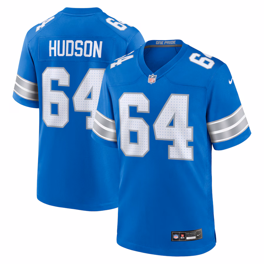 Men's Detroit Lions Bryan Hudson Nike  Blue Game Jersey - Puhuasuan
