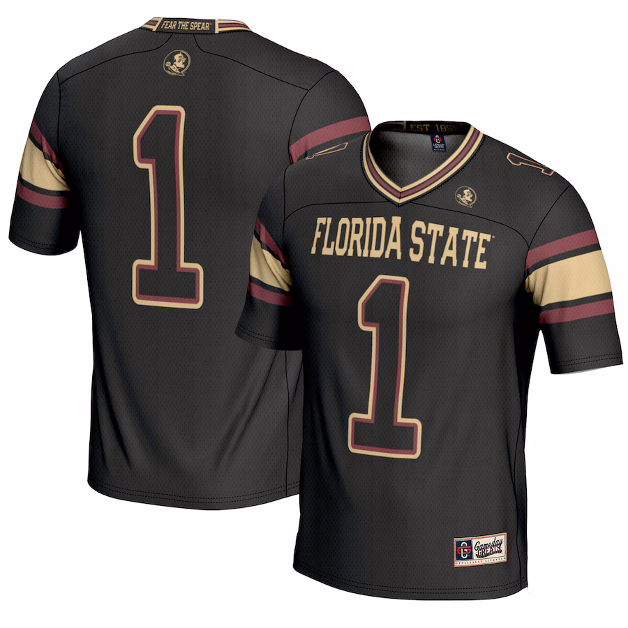 Men's GameDay Greats #1 Black Florida State Seminoles Endzone Football Jersey - Puhuasuan