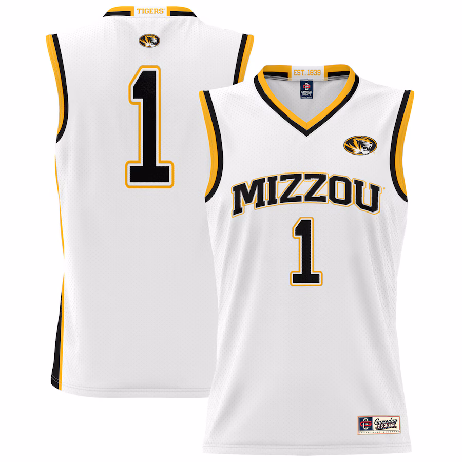 #1 Missouri Tigers GameDay Greats Youth Lightweight Basketball Jersey - White - Puhuasuan