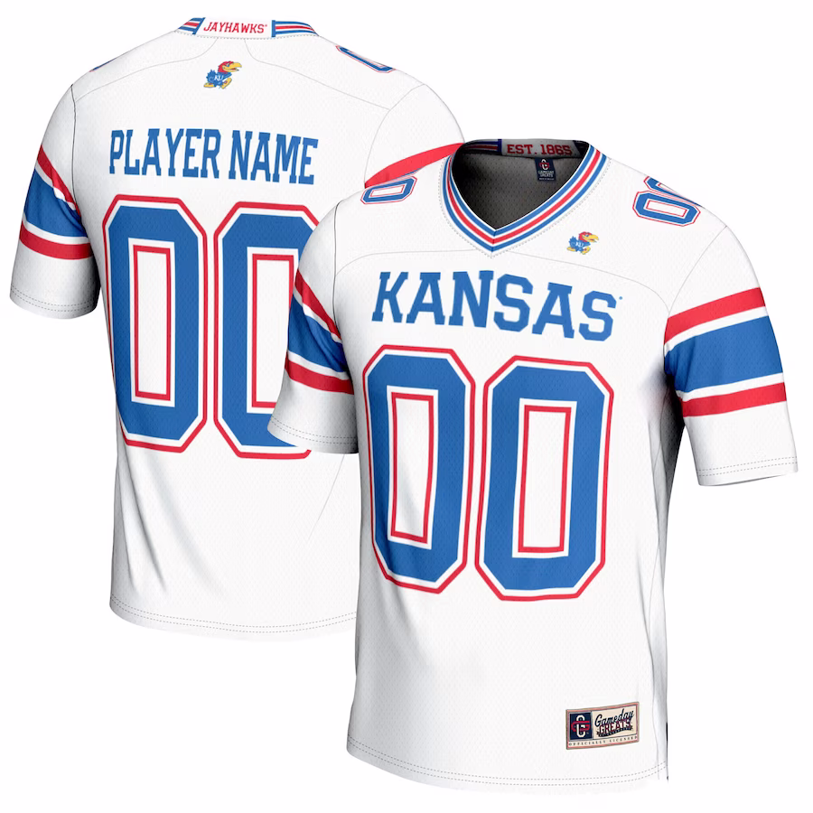 Kansas Jayhawks GameDay Greats Youth NIL Pick-A-Player Football Jersey - White - Puhuasuan