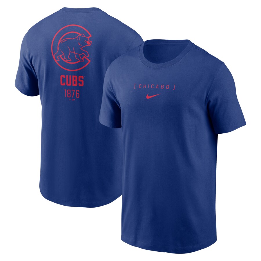 Men's Chicago Cubs Nike Royal Large Logo Back Stack T-Shirt - Puhuasuan