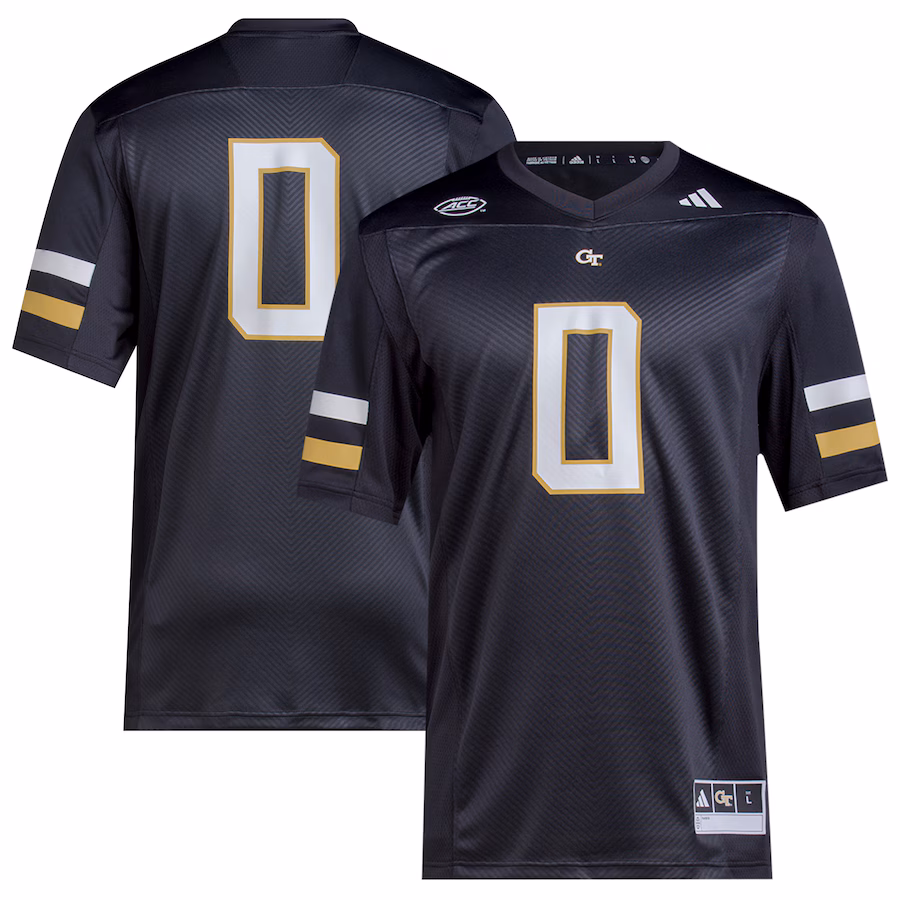Men's adidas #0 Black Georgia Tech Yellow Jackets  2023 Premier Jersey - Puhuasuan