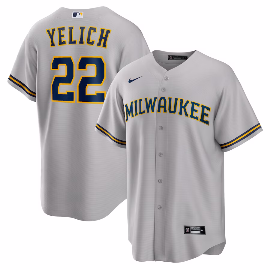 Men's Milwaukee Brewers Christian Yelich Nike Gray Alternate Replica Player Jersey - Puhuasuan