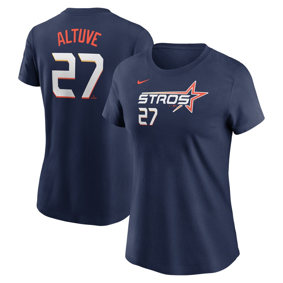 Women's Houston Astros Jose Altuve Nike Navy 2025 City Connect Fuse Name & Number T-Shirt - Puhuasuan