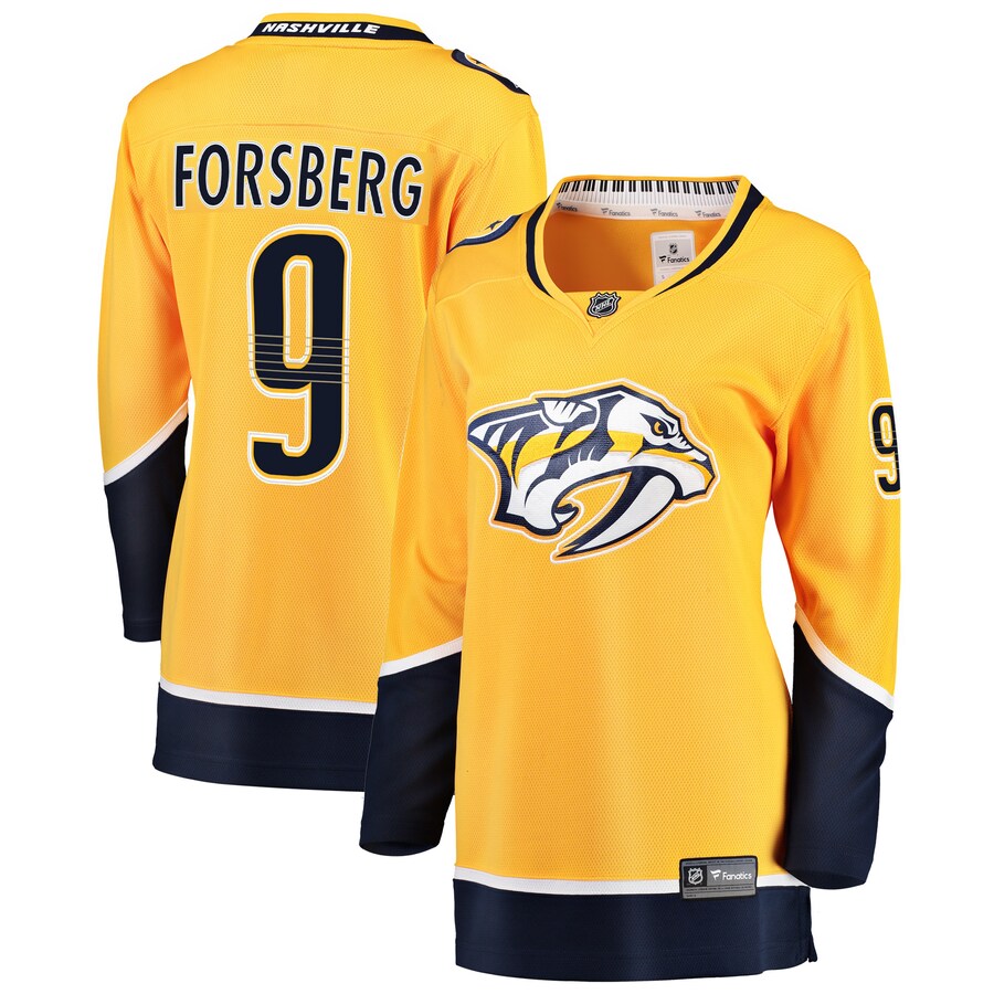 Women's Nashville Predators Filip Forsberg Fanatics Branded Gold Premier Breakaway Player Jersey - Puhuasuan