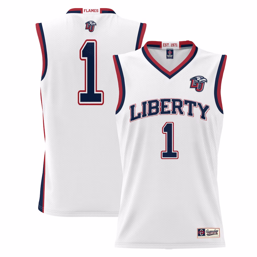 #1  Liberty Flames GameDay Greats  Lightweight Basketball Jersey - White - Puhuasuan
