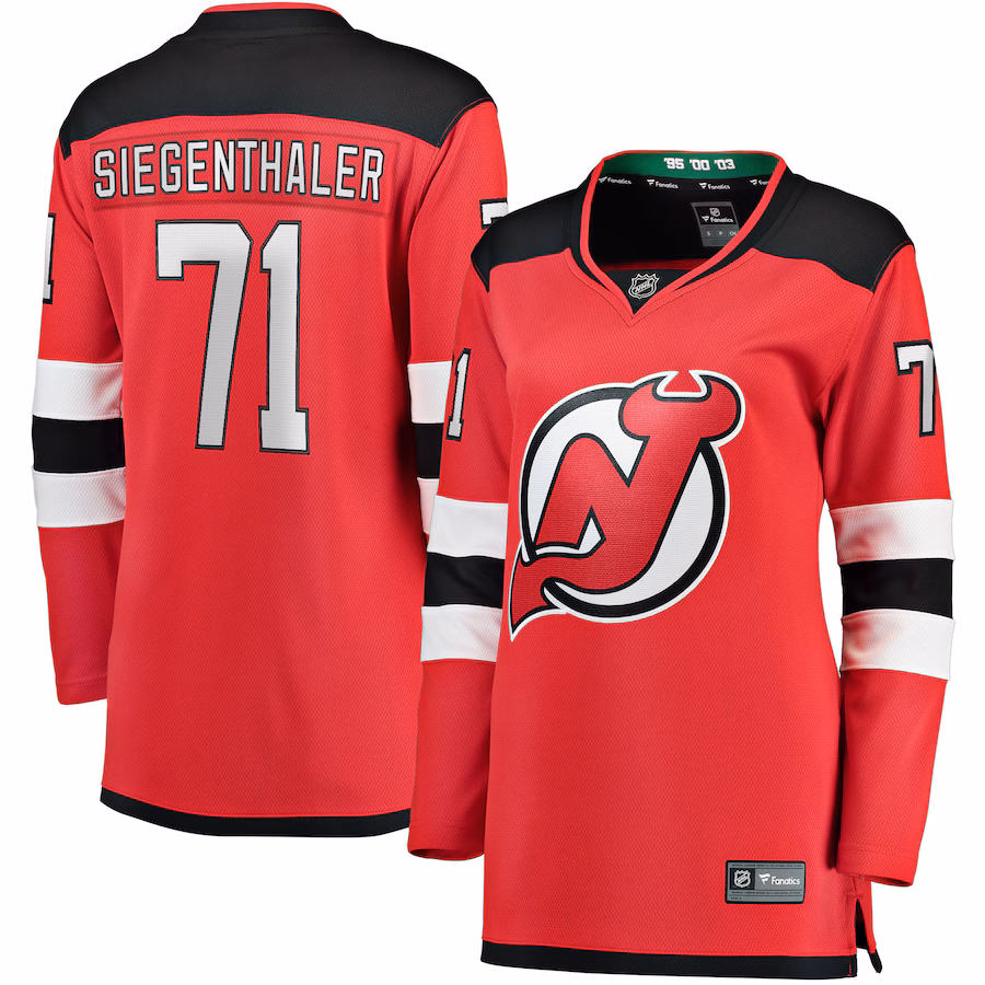 Women's New Jersey Devils Jonas Siegenthaler Fanatics Red Home Breakaway Player Jersey - Puhuasuan