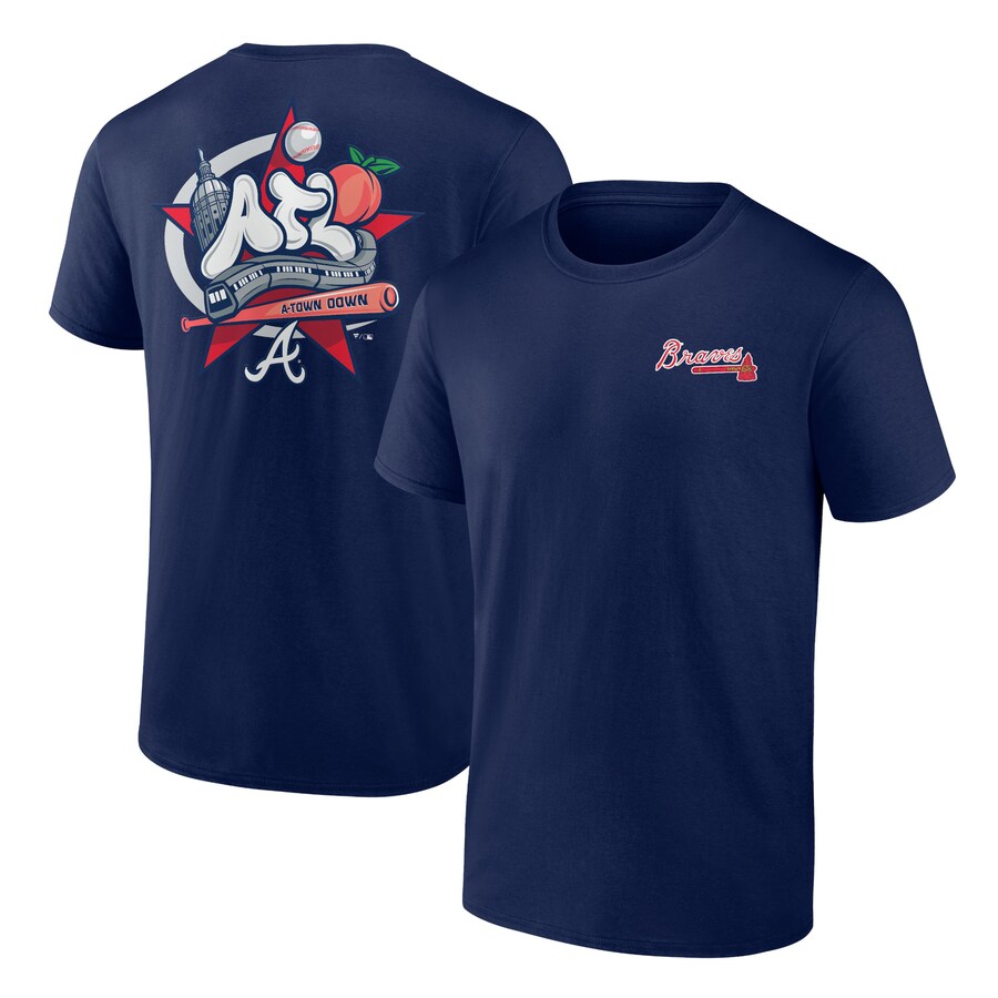 Men's Atlanta Braves Navy Hometown Collection Nice Kicks T-Shirt - Puhuasuan