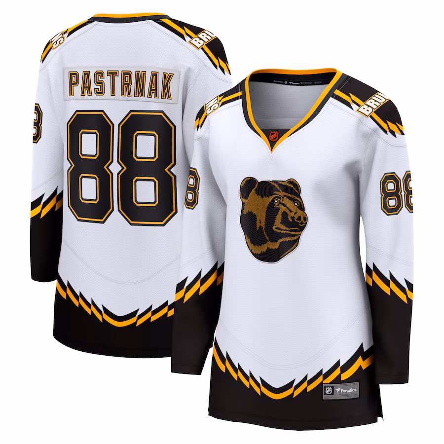 Women's Boston Bruins David Pastrnak Fanatics White Special Edition 2.0 Breakaway Player Jersey - Puhuasuan