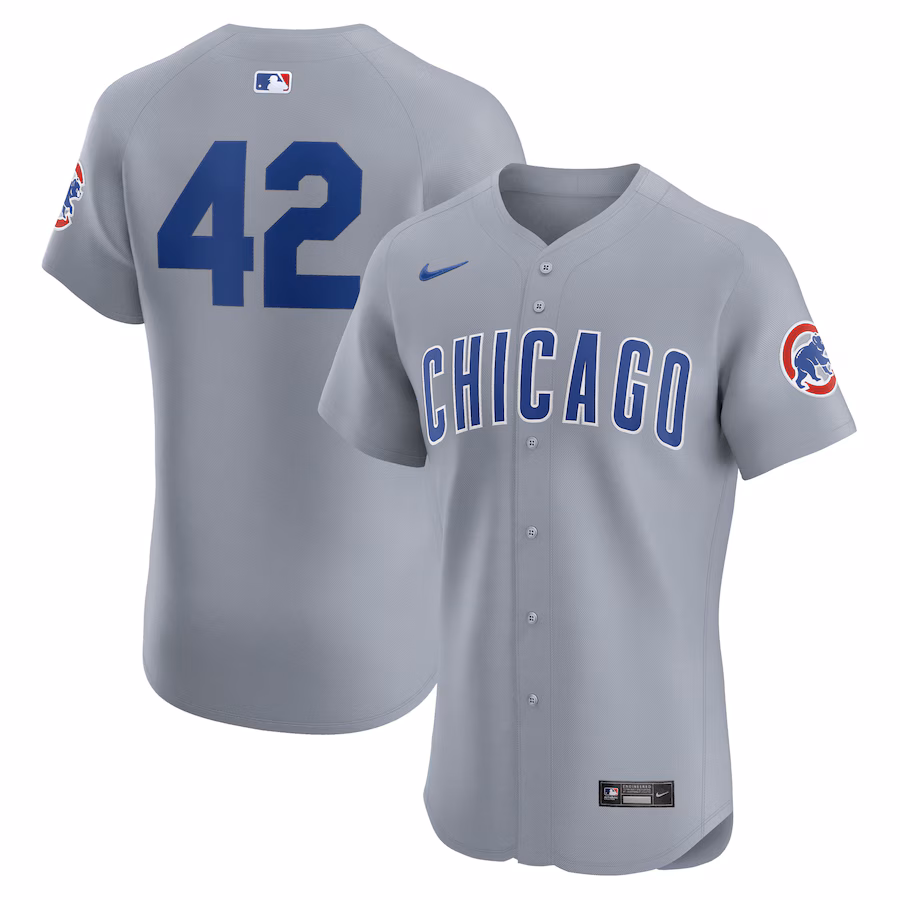 Men's Chicago Cubs Nike Gray Road 2024 Jackie Robinson Day Elite Jersey - Puhuasuan