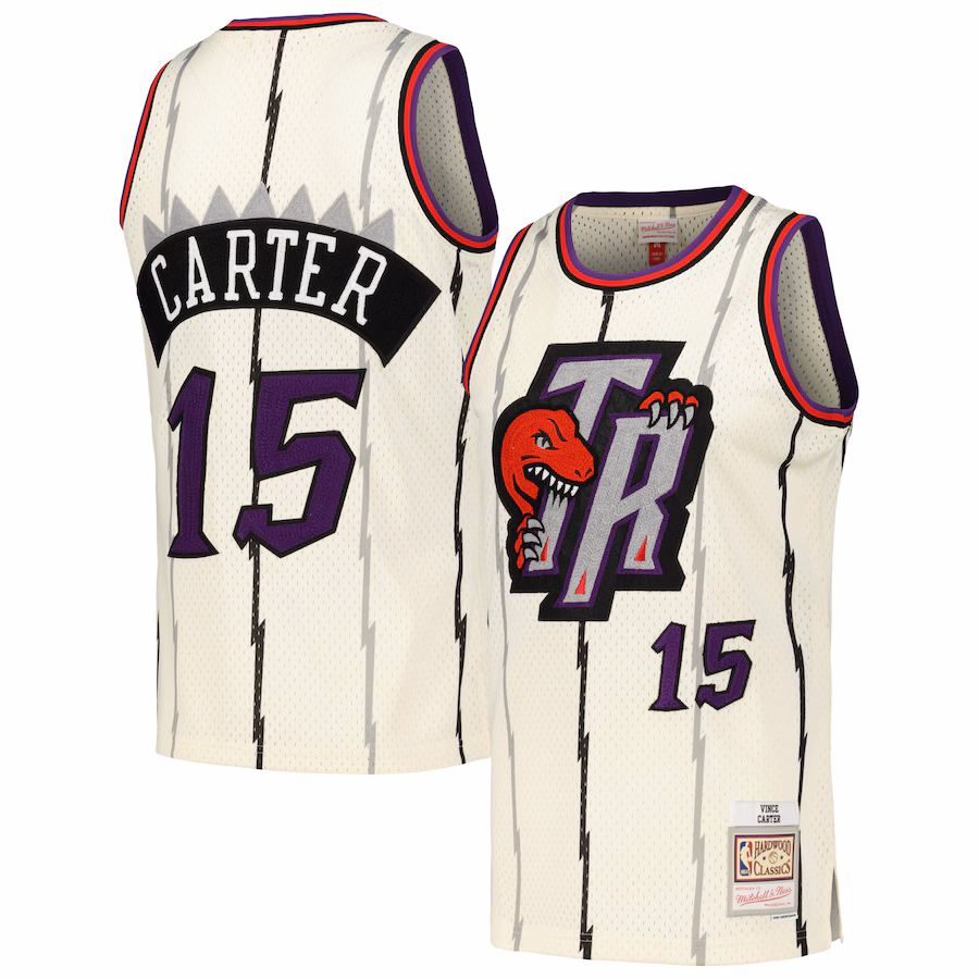 Men's Toronto Raptors Vince Carter Mitchell & Ness Cream Chainstitch Swingman Jersey - Puhuasuan