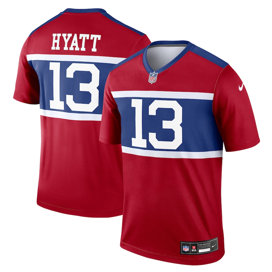 Men's New York Giants Jalin Hyatt Nike Red Alternate Legend Player Performance Top - Puhuasuan