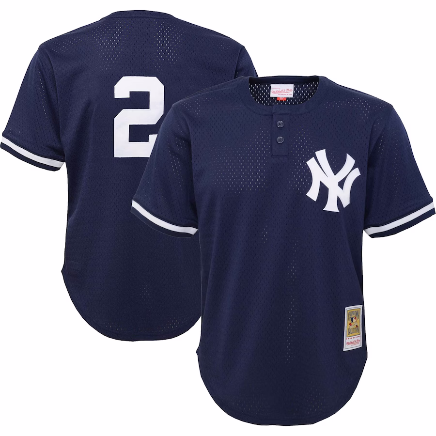 Youth New York Yankees Derek Jeter Mitchell & Ness Navy Cooperstown Collection Mesh Batting Practice Jersey - Puhuasuan