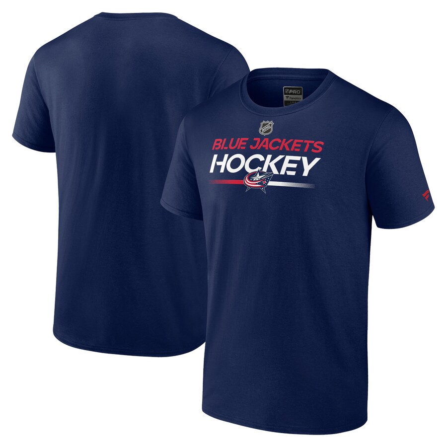 Men's Columbus Blue Jackets Fanatics Navy Authentic Pro Primary T-Shirt - Puhuasuan