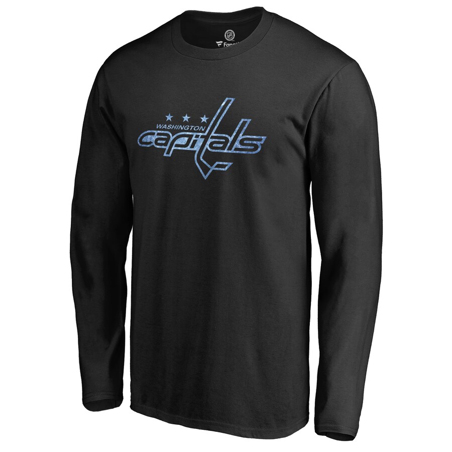 Men's Washington Capitals Black Pond Hockey Long Sleeve T-Shirt - Puhuasuan