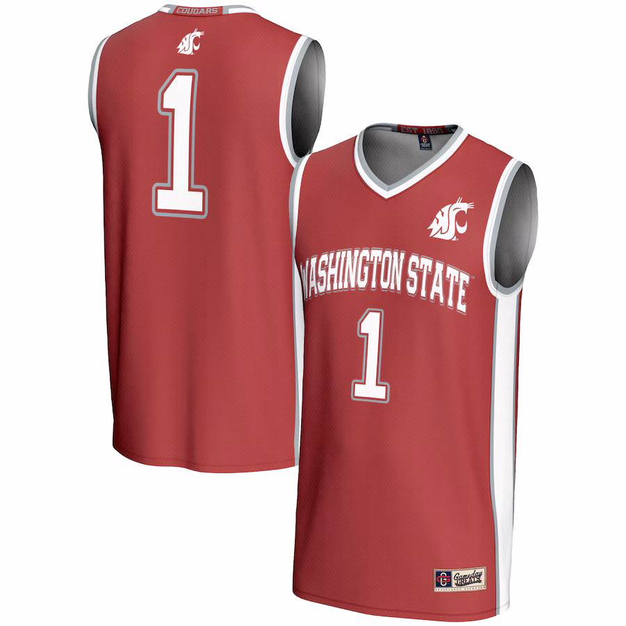Male GameDay Greats #1  Crimson Washington State Cougars  Lightweight Basketball Jersey - Puhuasuan